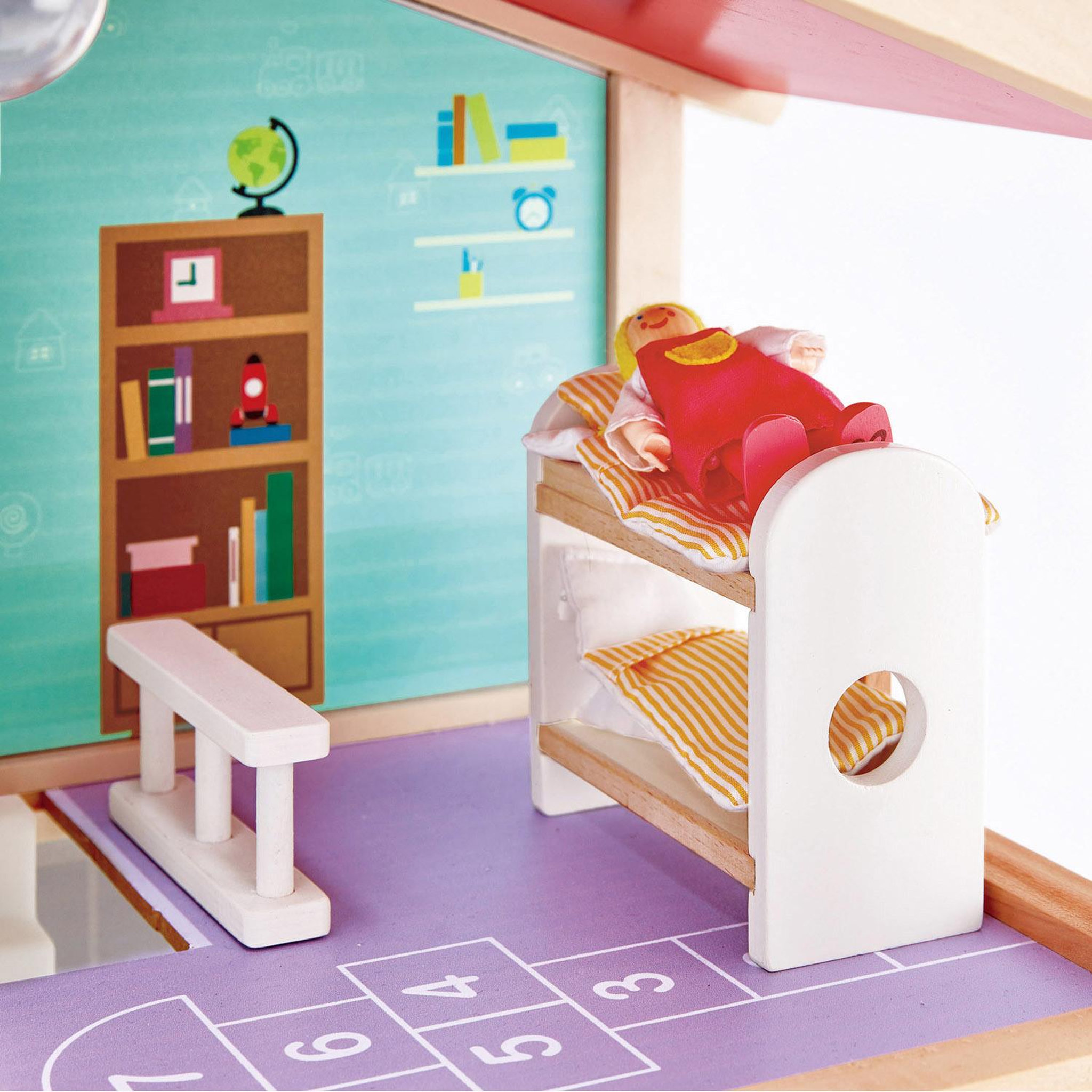 Voir la diapositive 3 : Hape Maison de Poupées, Maison 10 Pièces en Bois avec Accessoires pour les enfants