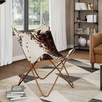 VIDAXL Chaise papillon marron et blanc cuir de vache