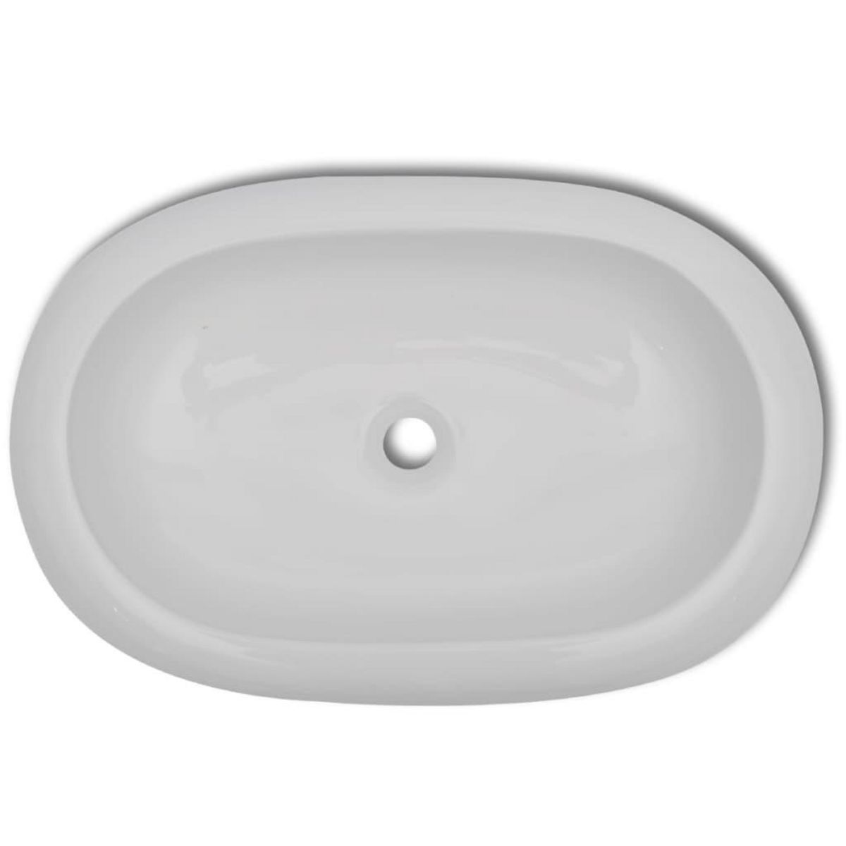 VIDAXL Lavabo en forme ovale Ceramique 63 x 42 cm Blanc