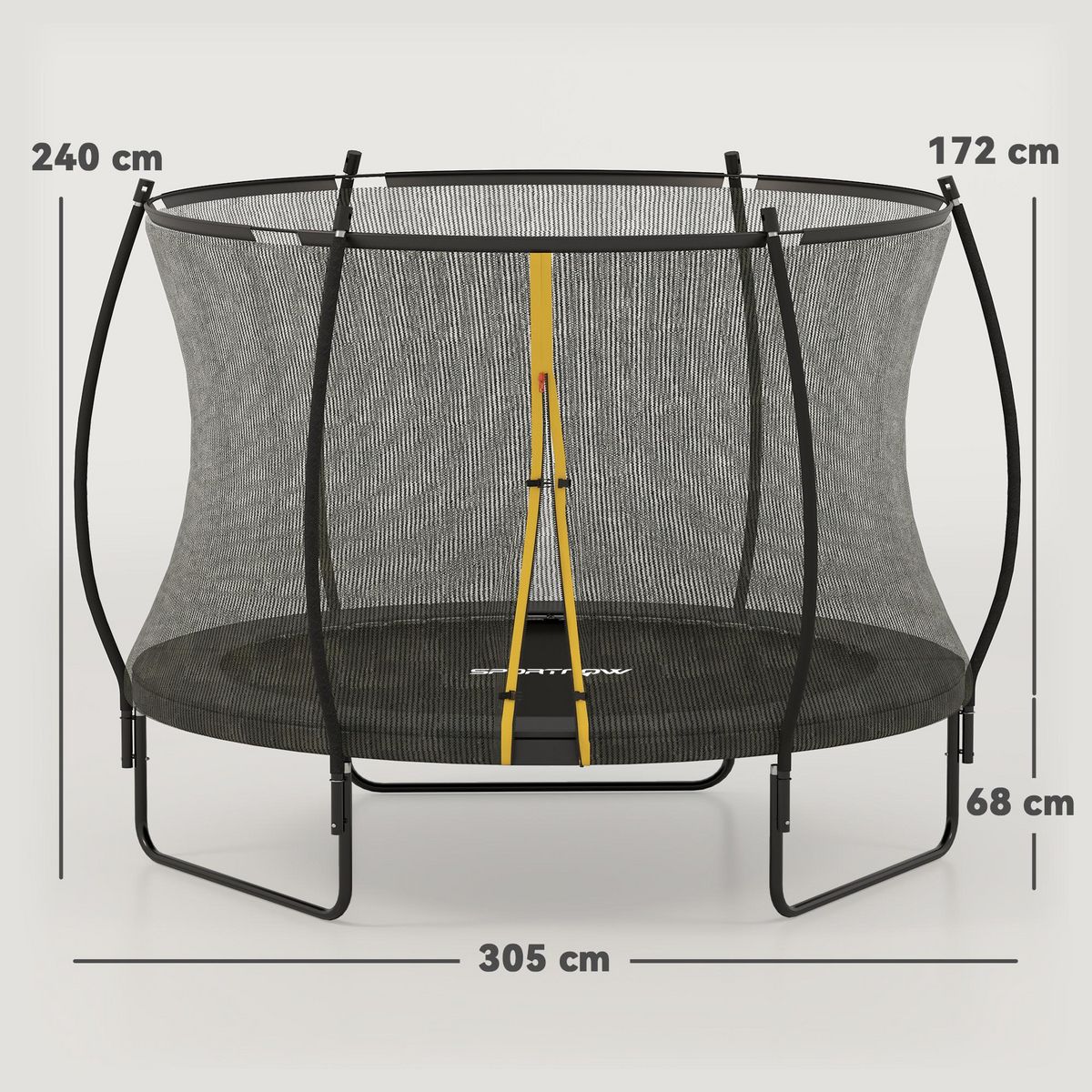 HOMCOM Trampoline de jardin Ø305 cm - couvre-ressort, filet de sécurité porte zippée verrouillable inclus - acier noir