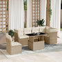 Voir la diapositive 1 : VIDAXL Salon de jardin avec coussins 7 pcs beige resine tressee