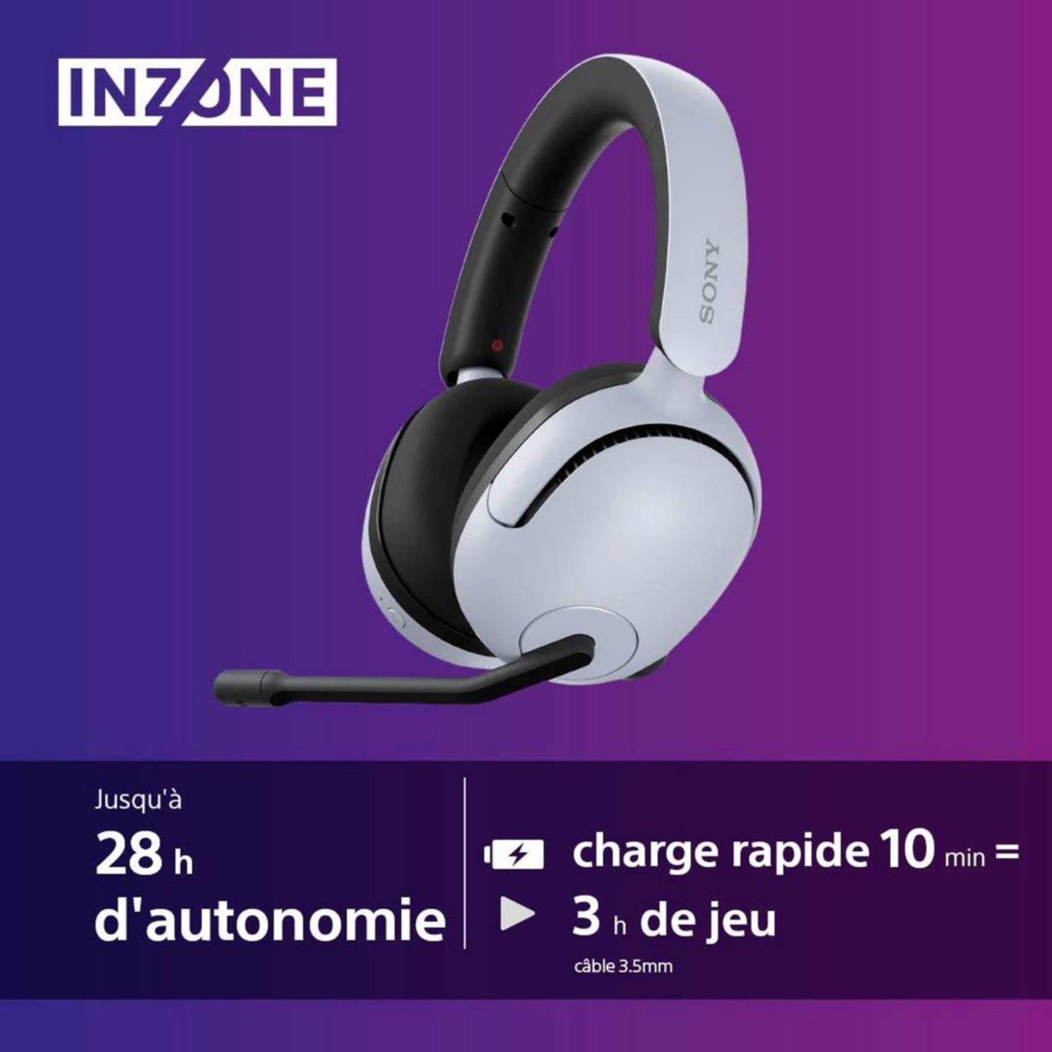 Voir la diapositive 5 : SONY Casque gamer Inzone H5 Blanc