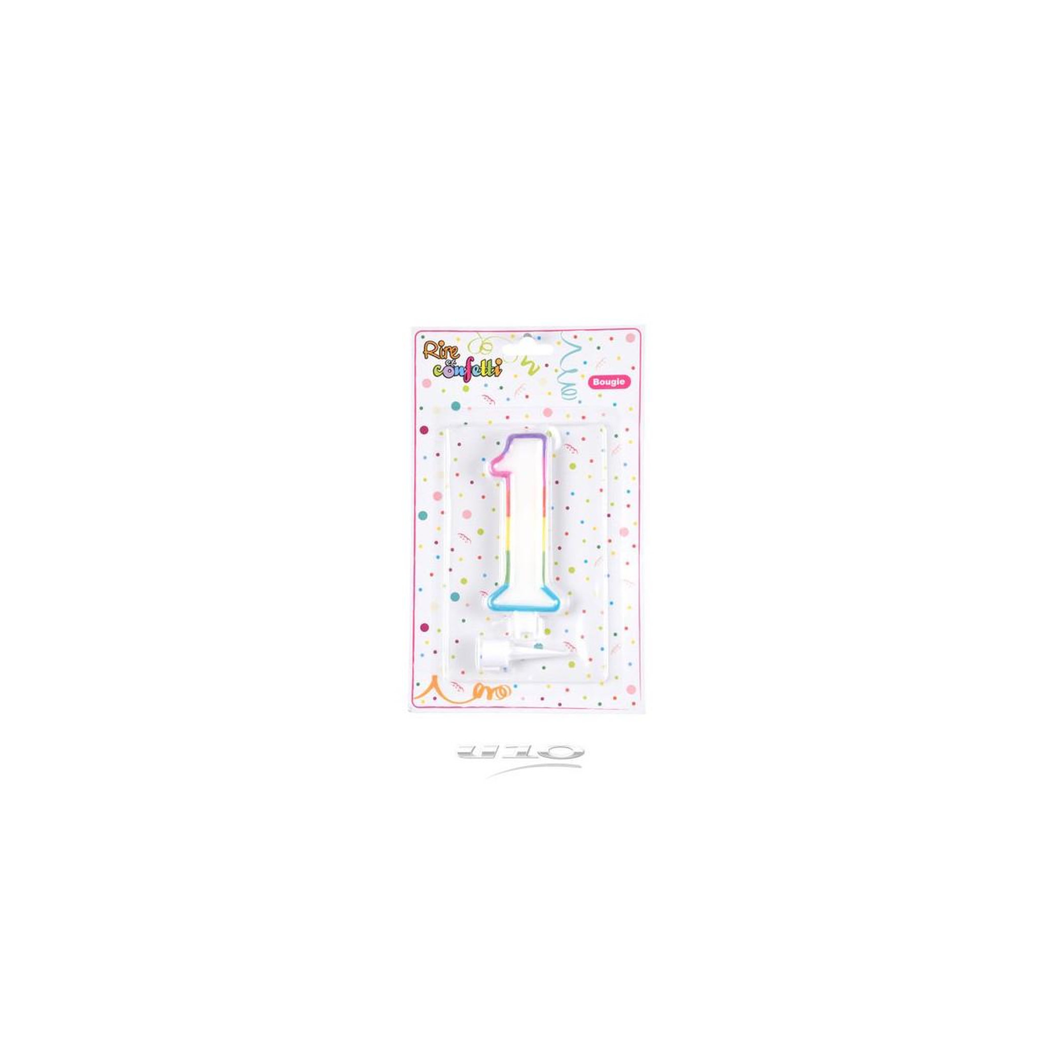 Voir la diapositive 3 : HOMEA Bougie d'anniversaire  chiffre 1  10cm multicolore