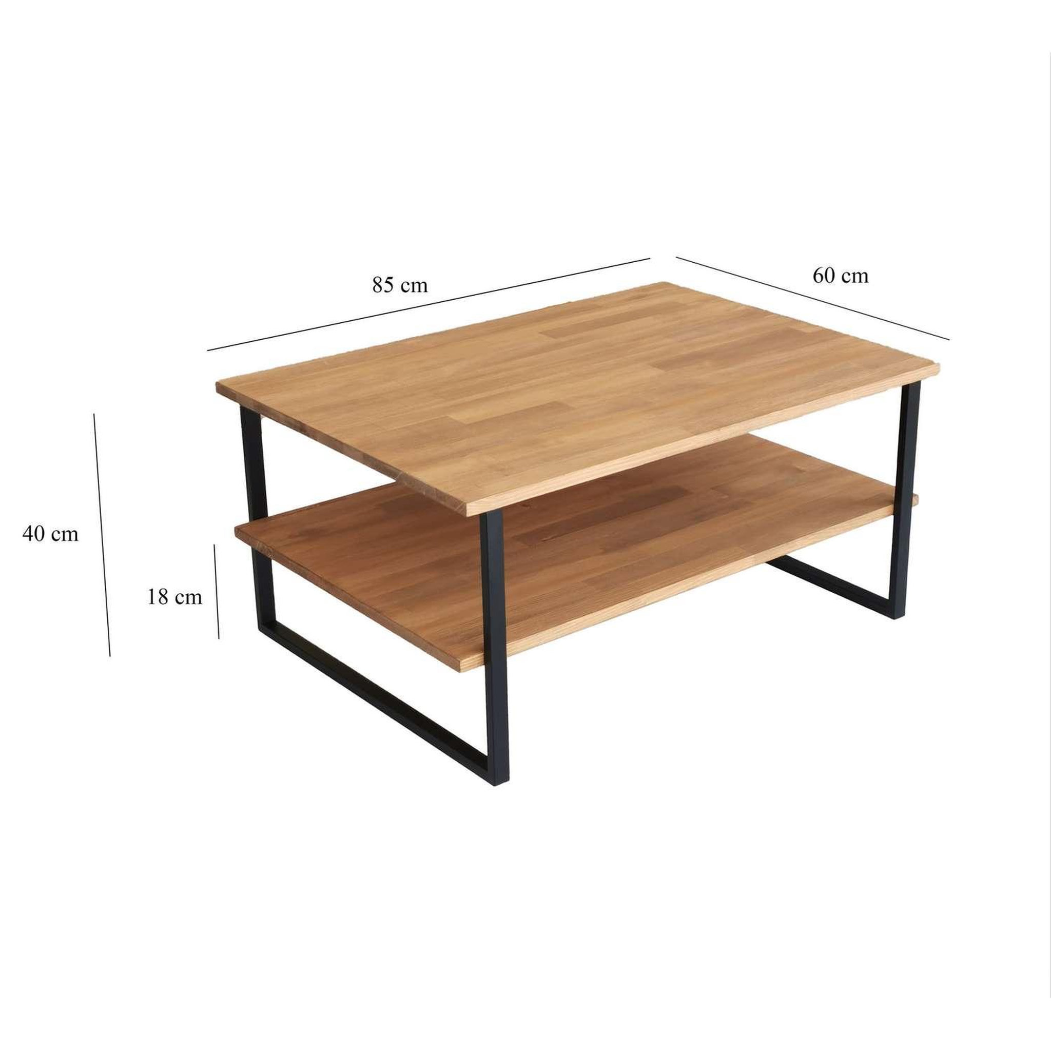 Voir la diapositive 3 : TOILINUX Table basse 1 étagère auralis en bois massif - beige et noir
