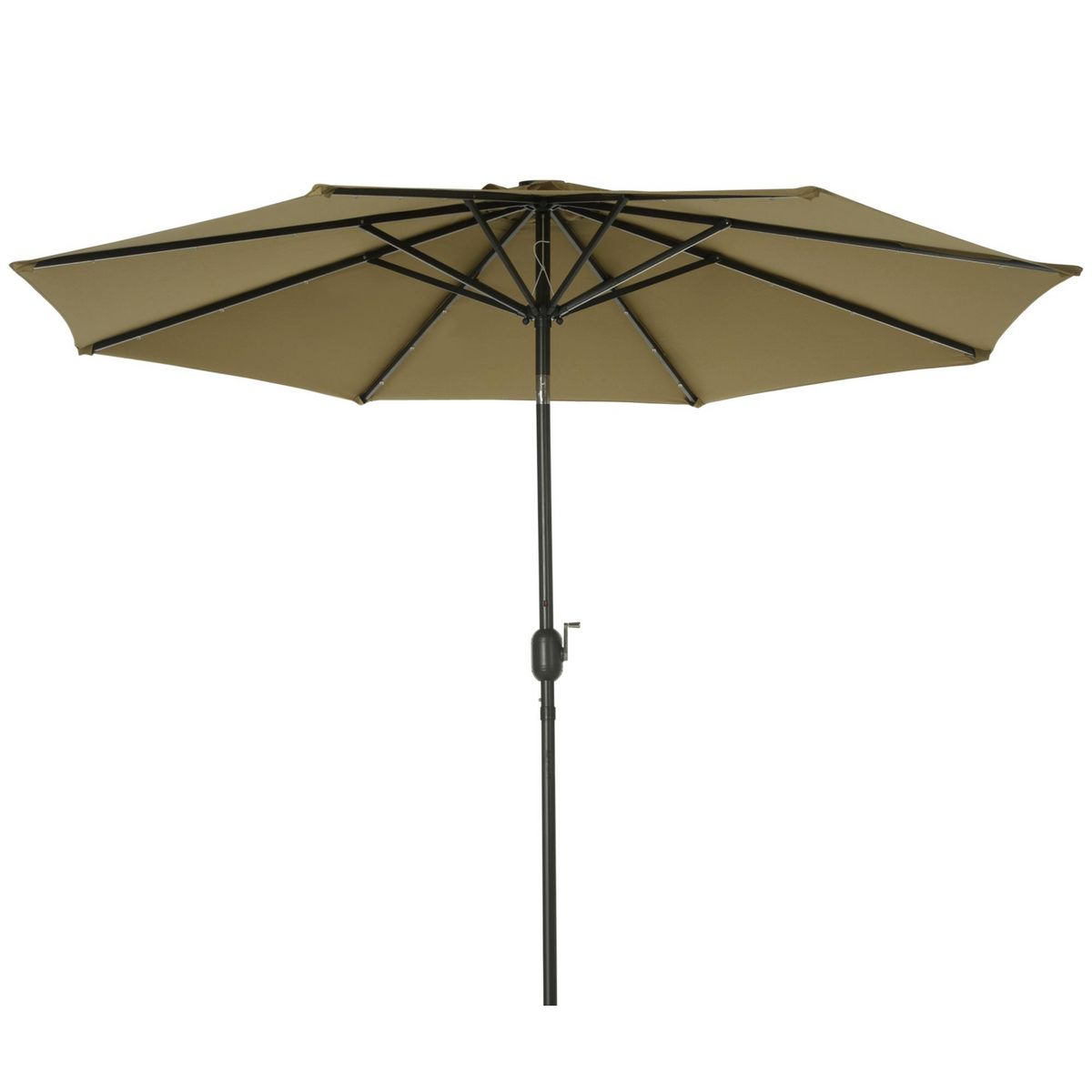 OUTSUNNY Parasol octogonal inclinable Ø 2,67 x 2,4 m lumineux solaire 24 LED polyester haute densité 180 g/m² kaki