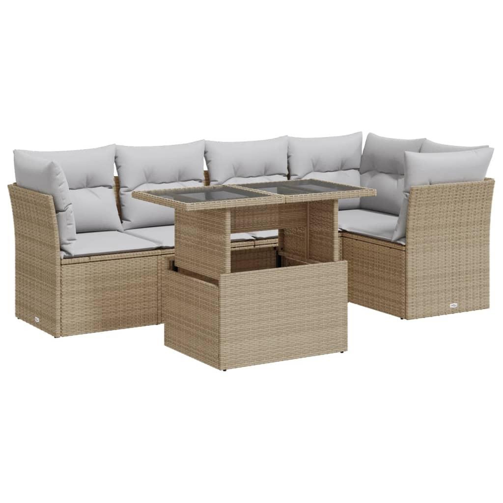 Voir la diapositive 2 : VIDAXL Salon de jardin avec coussins 6 pcs beige resine tressee