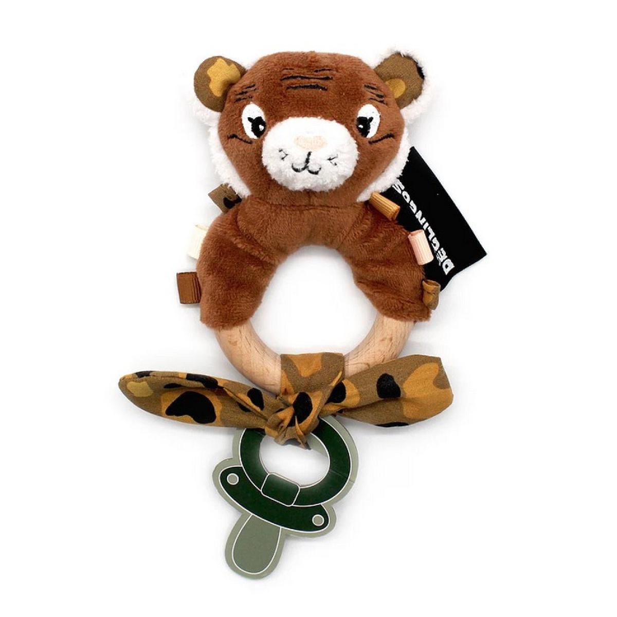 LES DEGLINGOS Anneau de dentition en silicone pour bébé Speculos le tigre - Soulagement des dents et jouet d'éveil