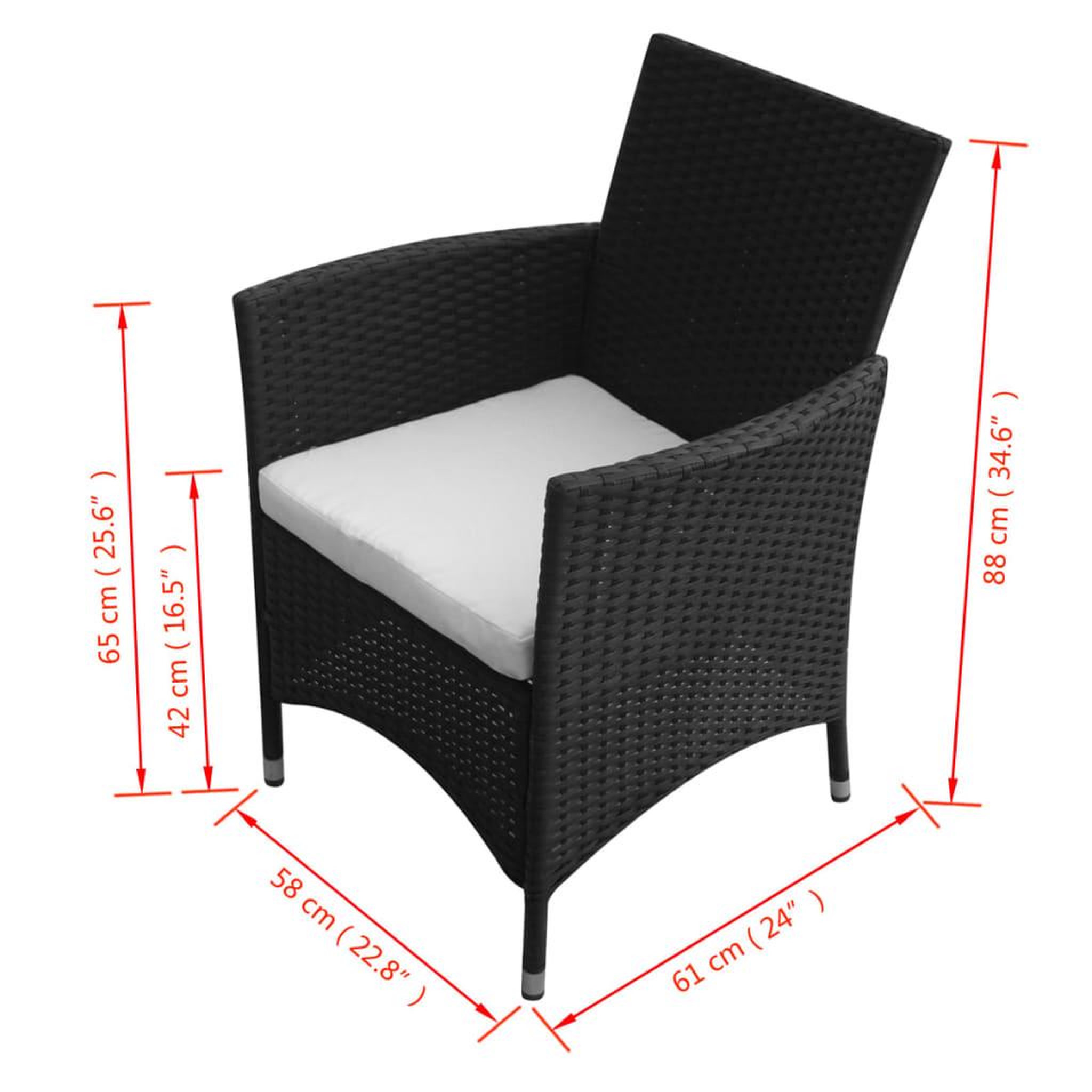 Voir la diapositive 5 : VIDAXL Chaises de jardin lot de 2 Resine tressee Noir