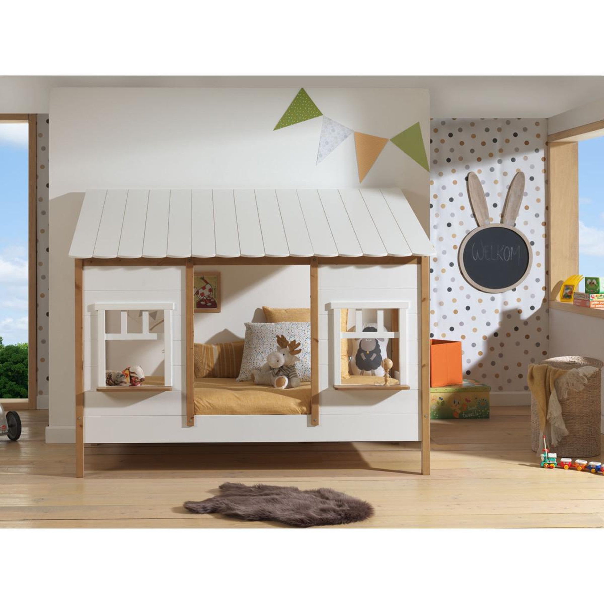 Voir la diapositive 2 : Paris Prix Lit cabane enfant  housebed iv  90x200cm blanc