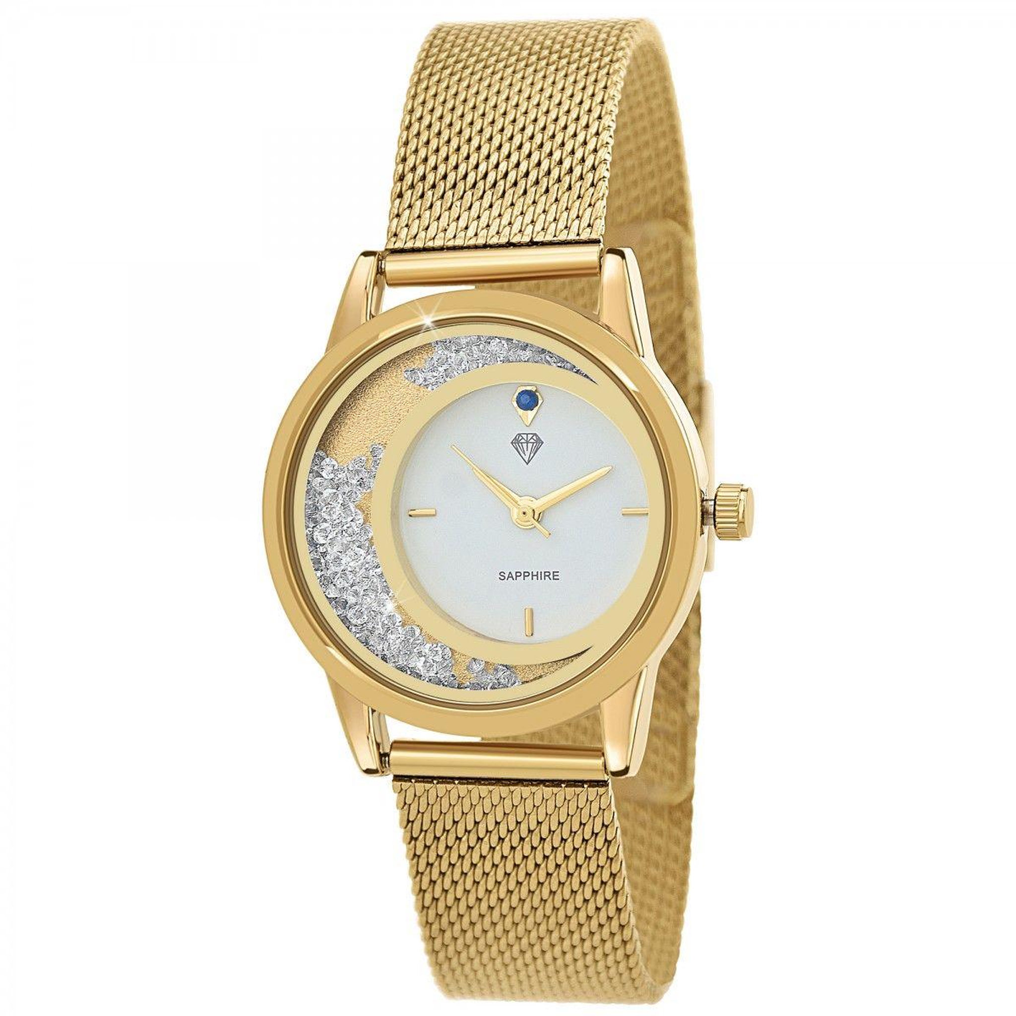 SC CRYSTAL Montre Lynn élégante ornée d'un saphir et de cristaux scintillants par SC Crystal