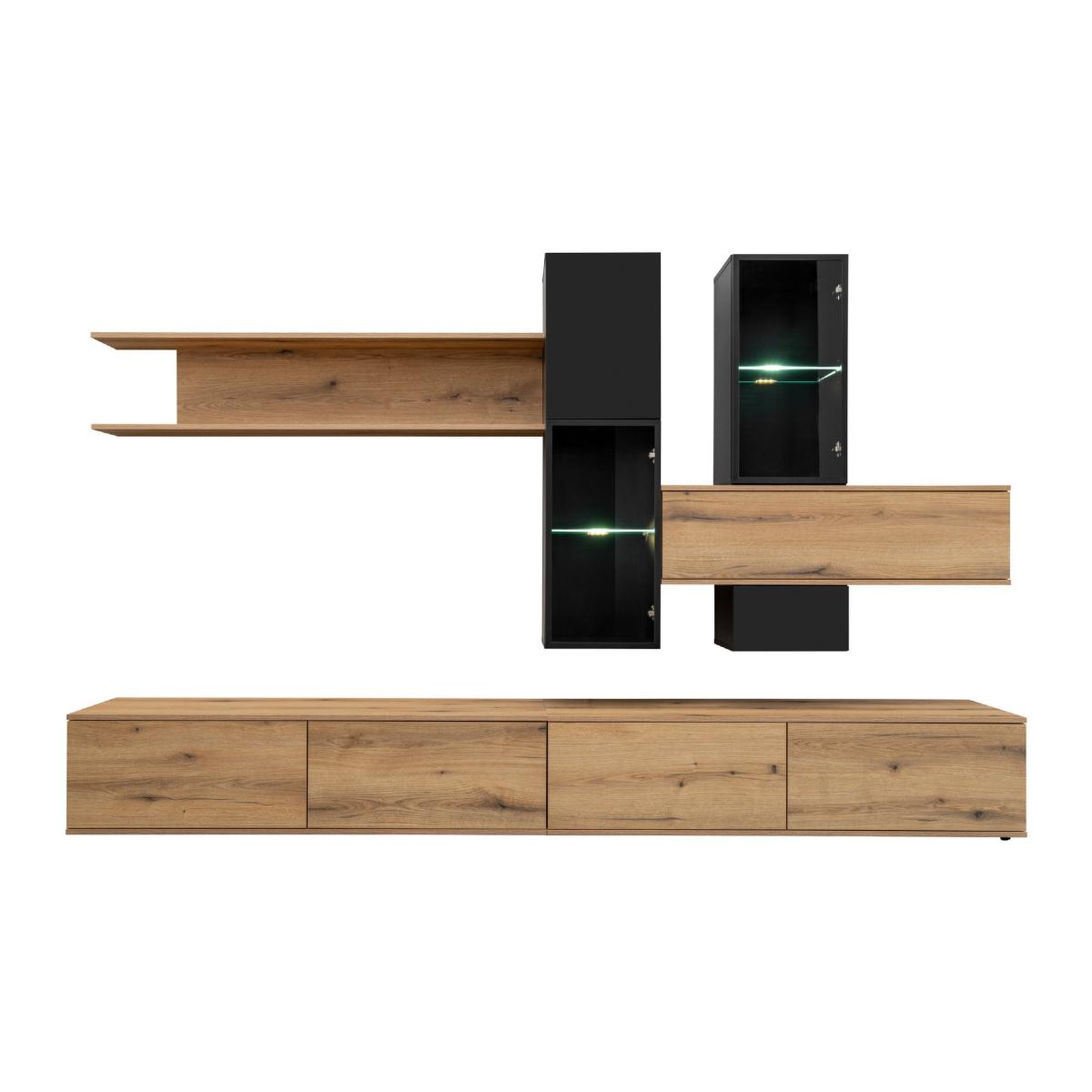 JLC KREATION Ensemble tv mural moderne en bois avec vitrines urka