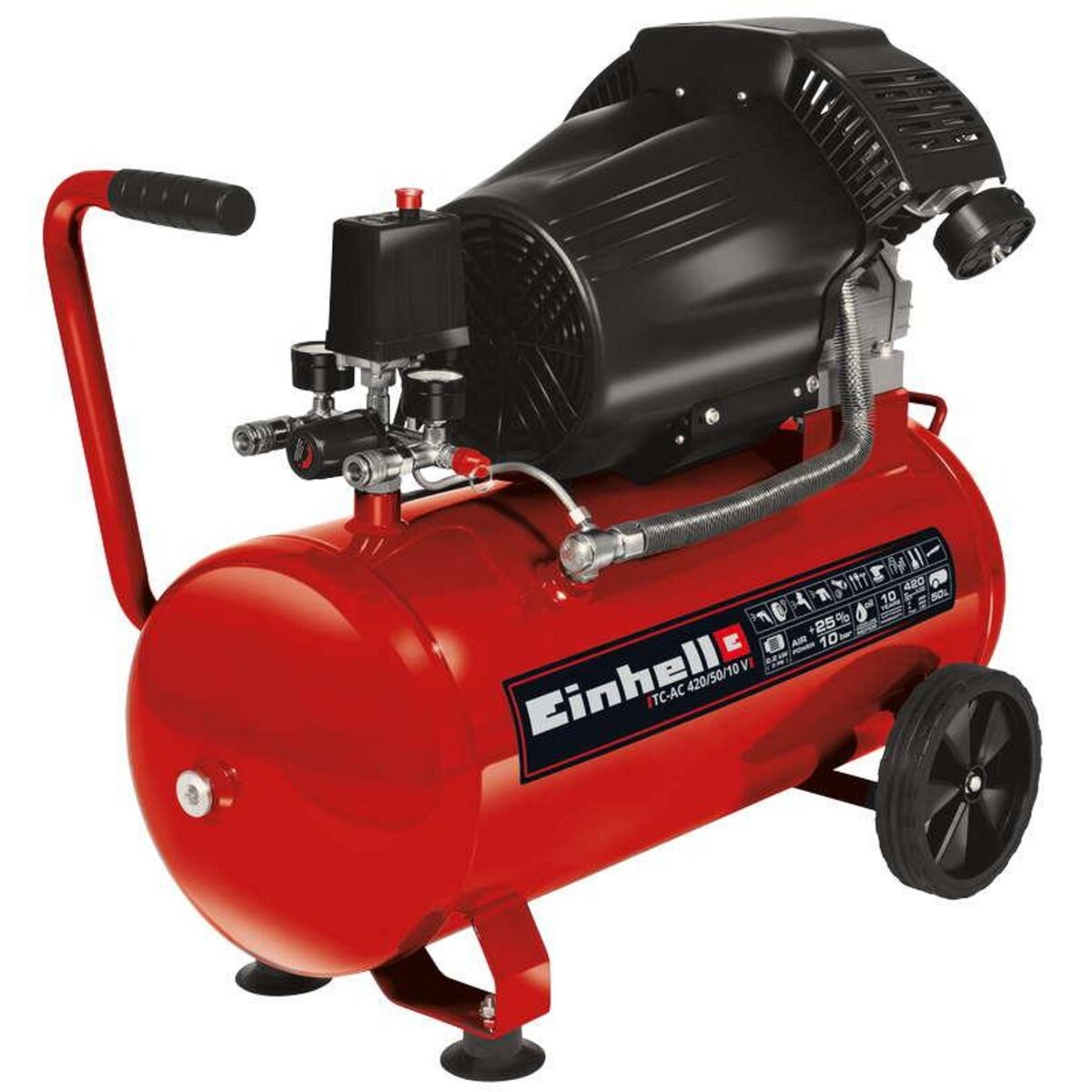 Einhell Compresseur TC-AC 420/50/10 V - Puissance d'aspiration 420 l/min - Pression max. 10 bar - 2200W