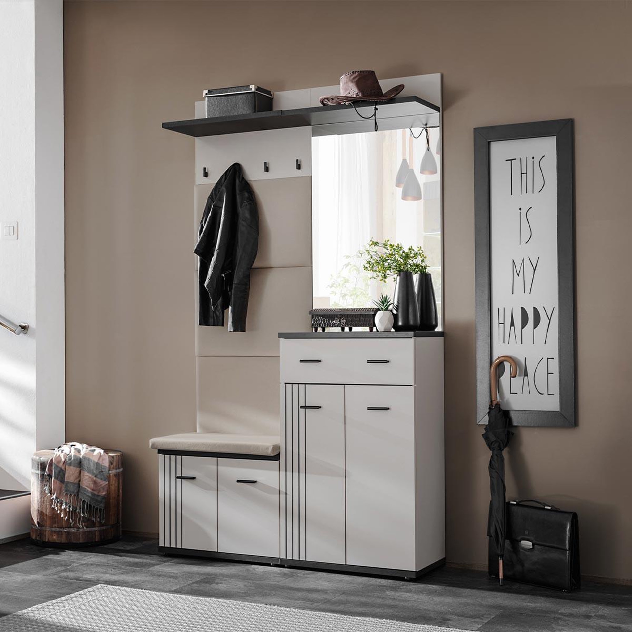 Paris Prix Ensemble vestiaire rembourré 4p  hugo  120cm gris & noir