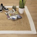 ATMOSPHERA Tapis rectangle bord blanc en Jute coton. Coloris disponibles : Bicolore