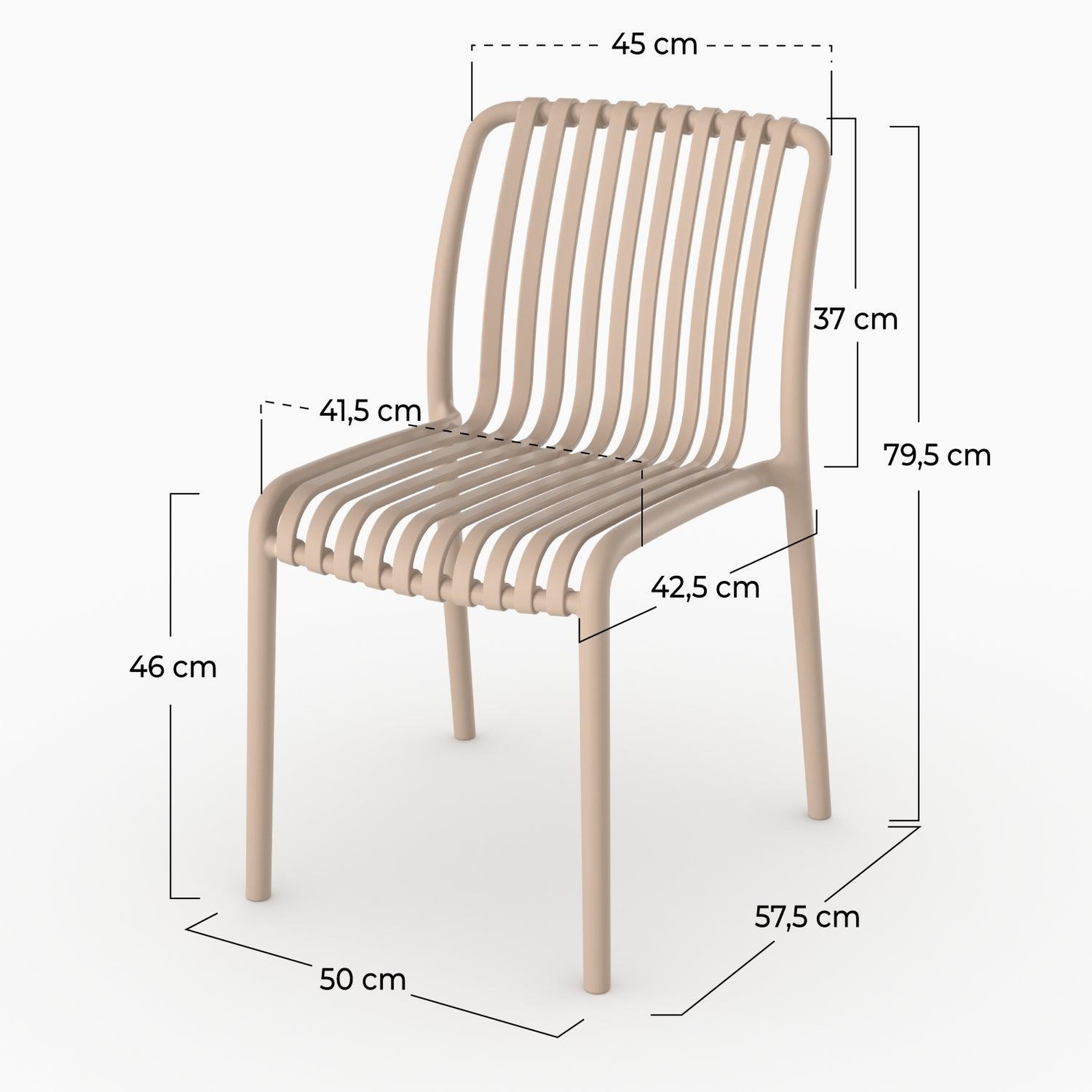 Voir la diapositive 4 : MAISON PAVANE Lot de 2 chaises de jardin empilables en plastique beige-duli