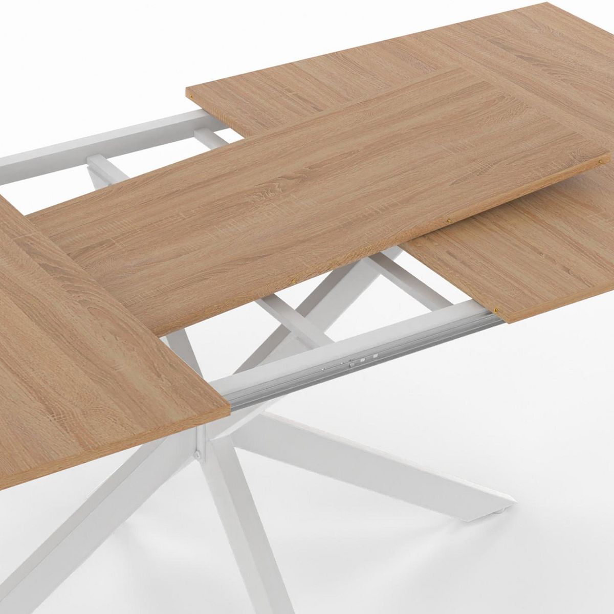 ID MARKET Table à manger extensible rectangle ALIX 6-10 personnes bois et blanc 160-200 cm