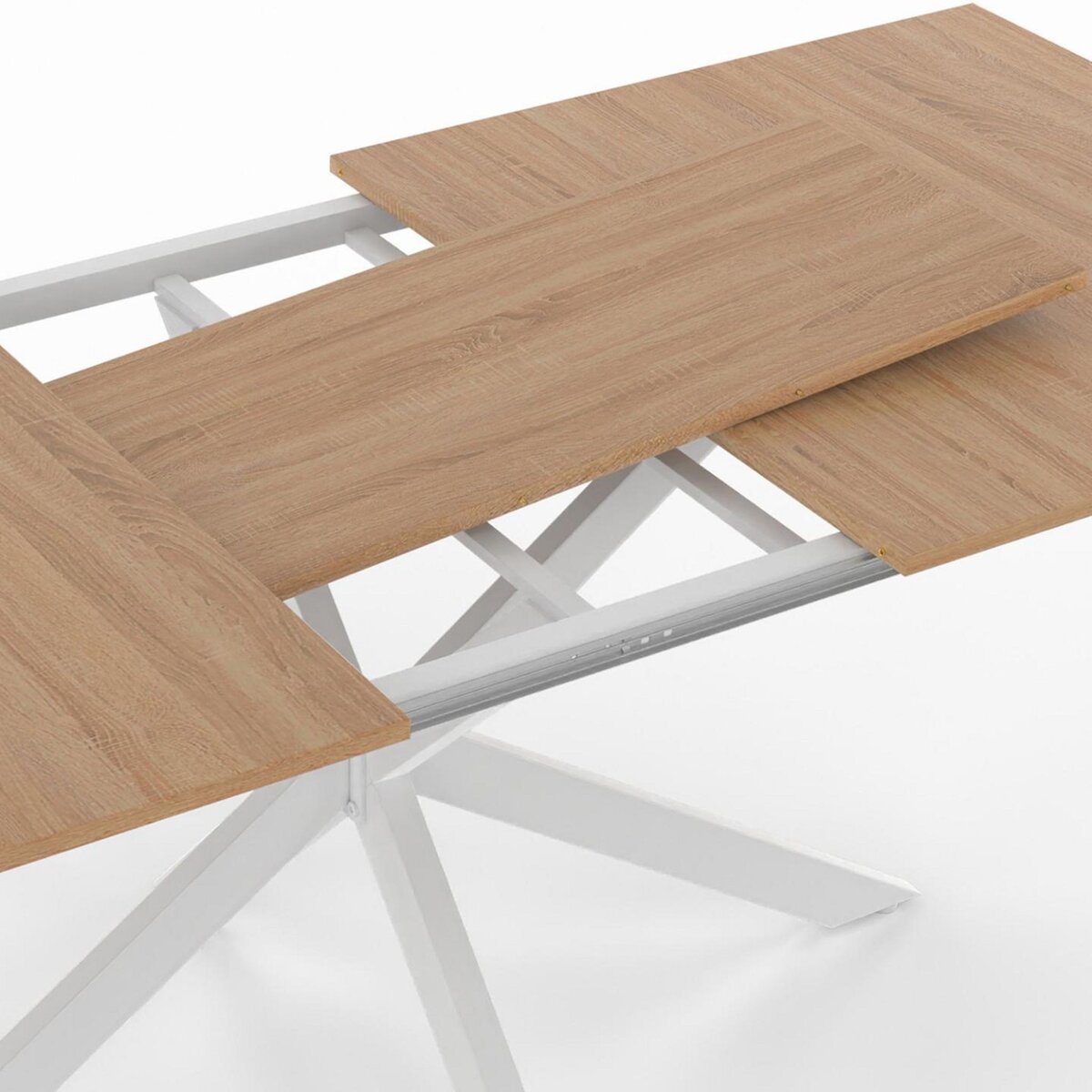 ID MARKET Table à manger extensible rectangle ALIX 6-10 personnes bois et blanc 160-200 cm