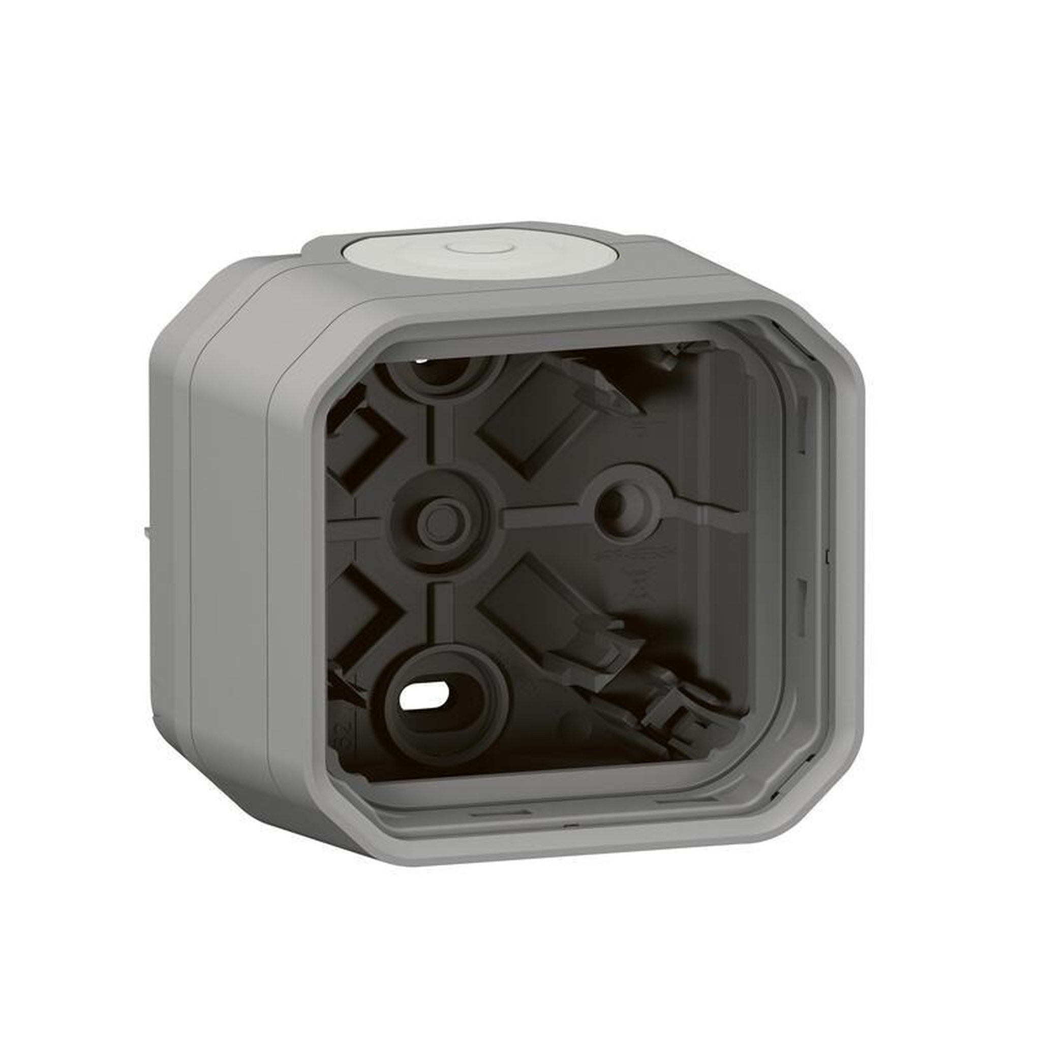 Legrand Boîtier saillie étanche PLEXO 1 poste avec 2 embouts à membrane et 1 entrée gris (Boîte de 10) LEGRAND 069651L