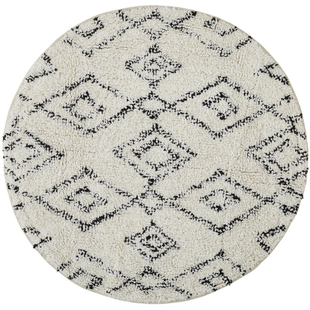 GUY LEVASSEUR Tapis de bain déco rond en coton tufté 70x70cm