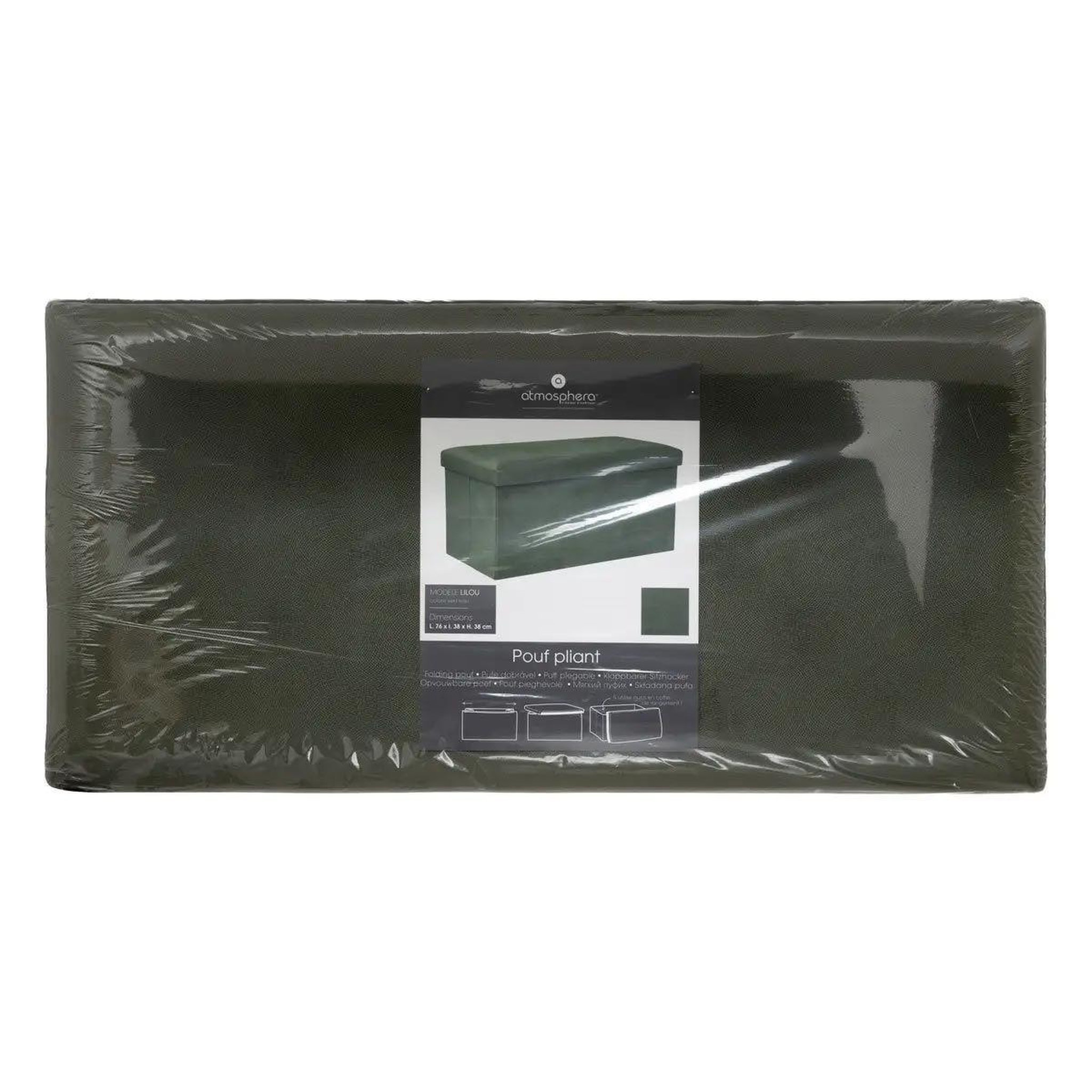 Voir la diapositive 6 : ATMOSPHERA Banquette coffre pliable en velours  lilou  76cm kaki