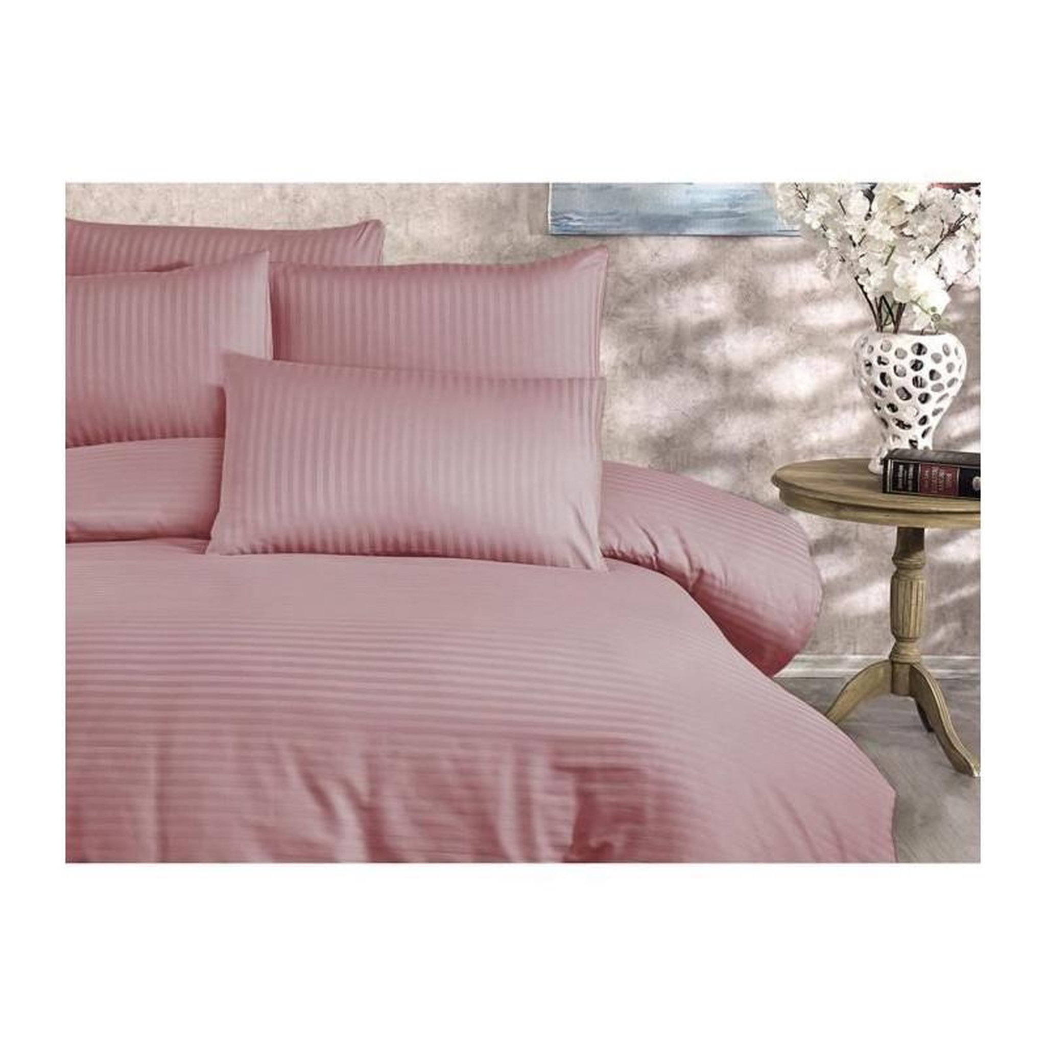 Voir la diapositive 3 : GENERIQUE Parure de lit - 1 housse de couette 220 x 240 cm + 2 taies d'oreiller 60 x 60 cm - 80% coton, 20% polyester - Poudre
