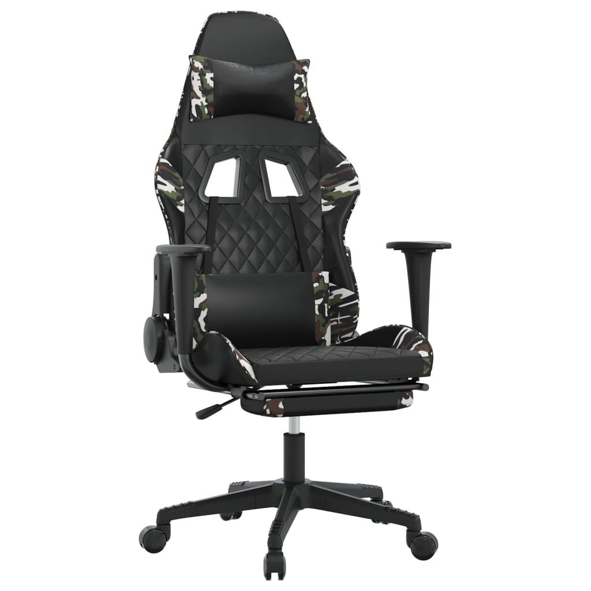 Voir la diapositive 2 : VIDAXL Chaise de jeu avec repose-pied Noir et camouflage Similicuir