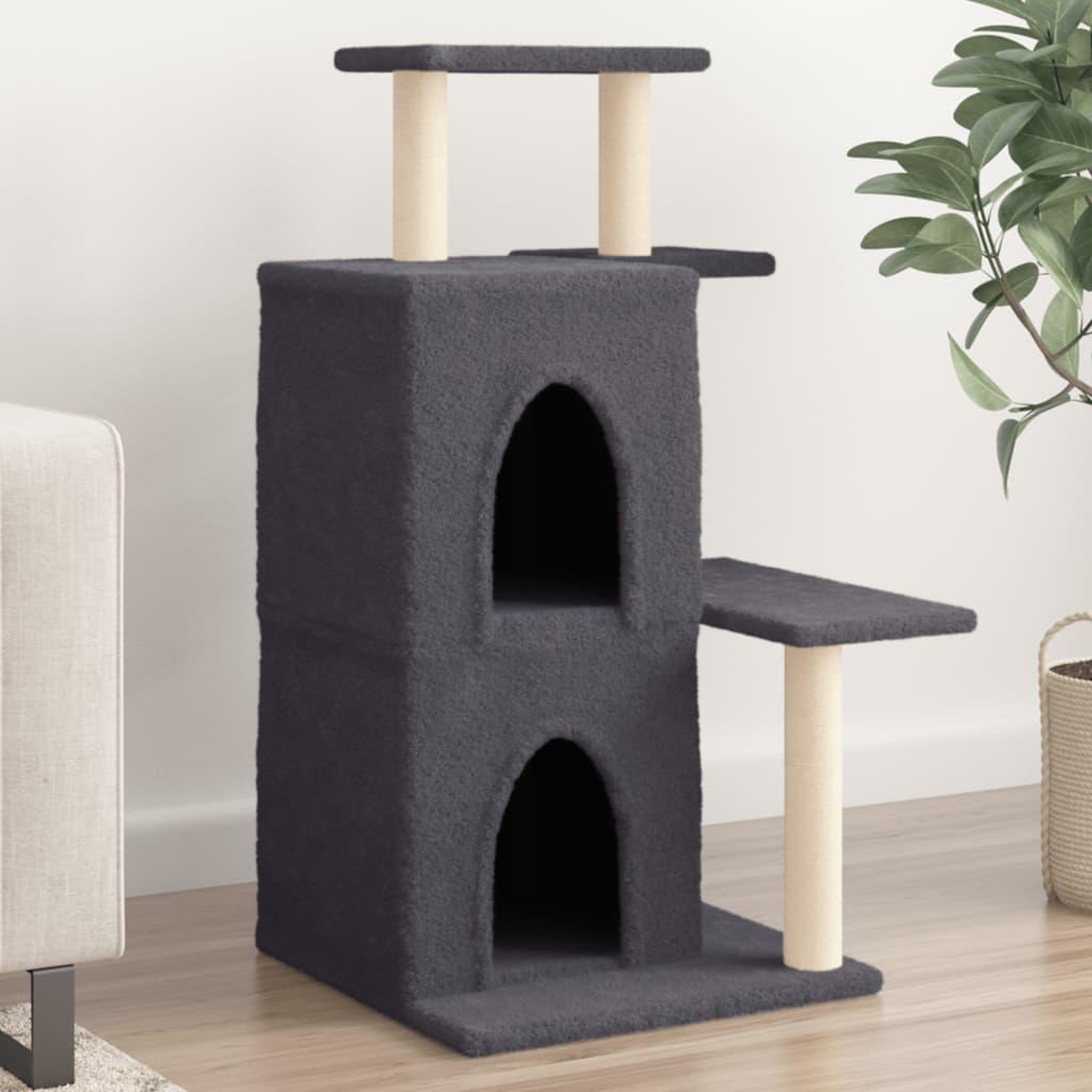 VIDAXL Arbre a chat avec griffoirs en sisal gris fonce 97 cm