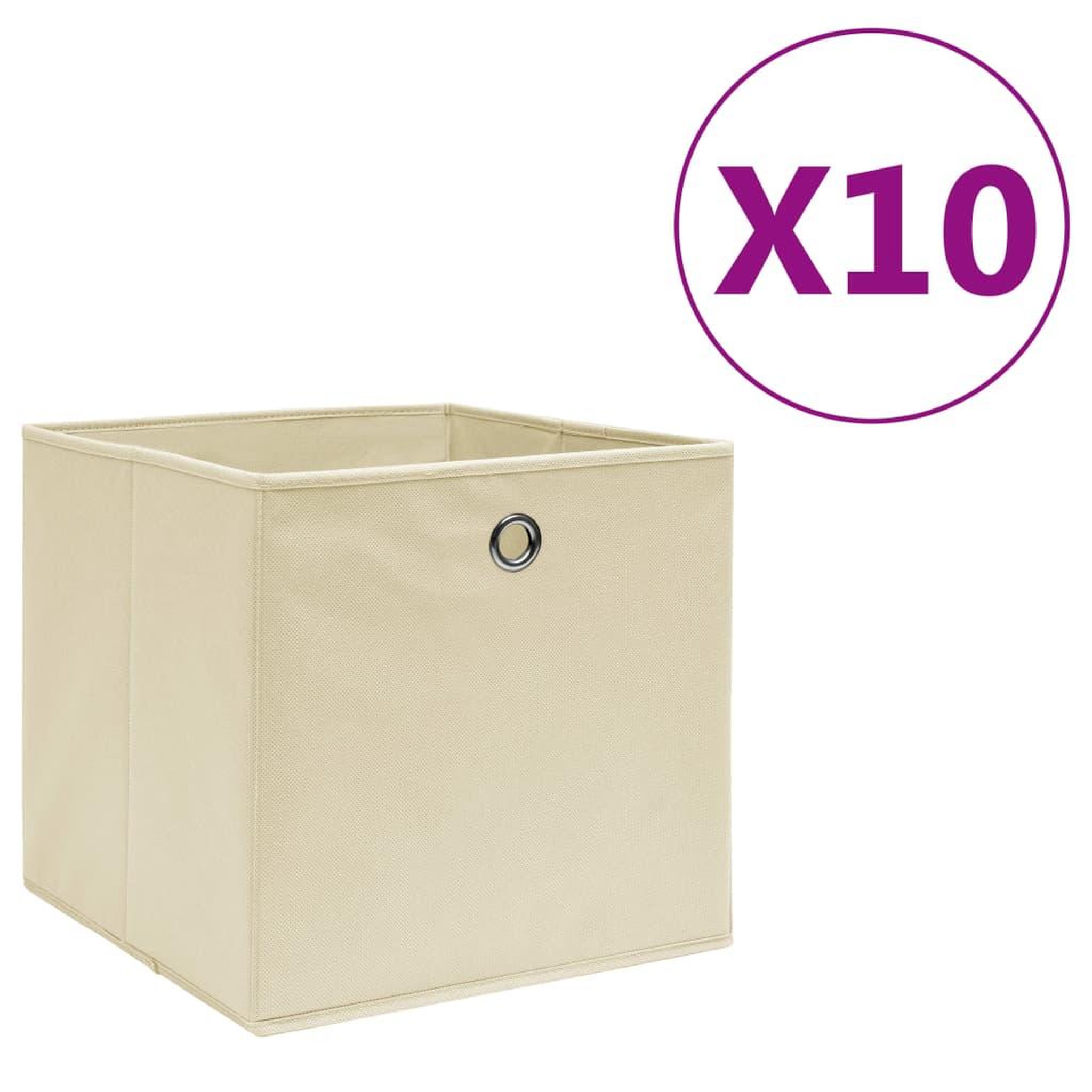 Voir la diapositive 1 : VIDAXL Boîtes de rangement 10 pcs Tissu intisse 28x28x28 cm Creme