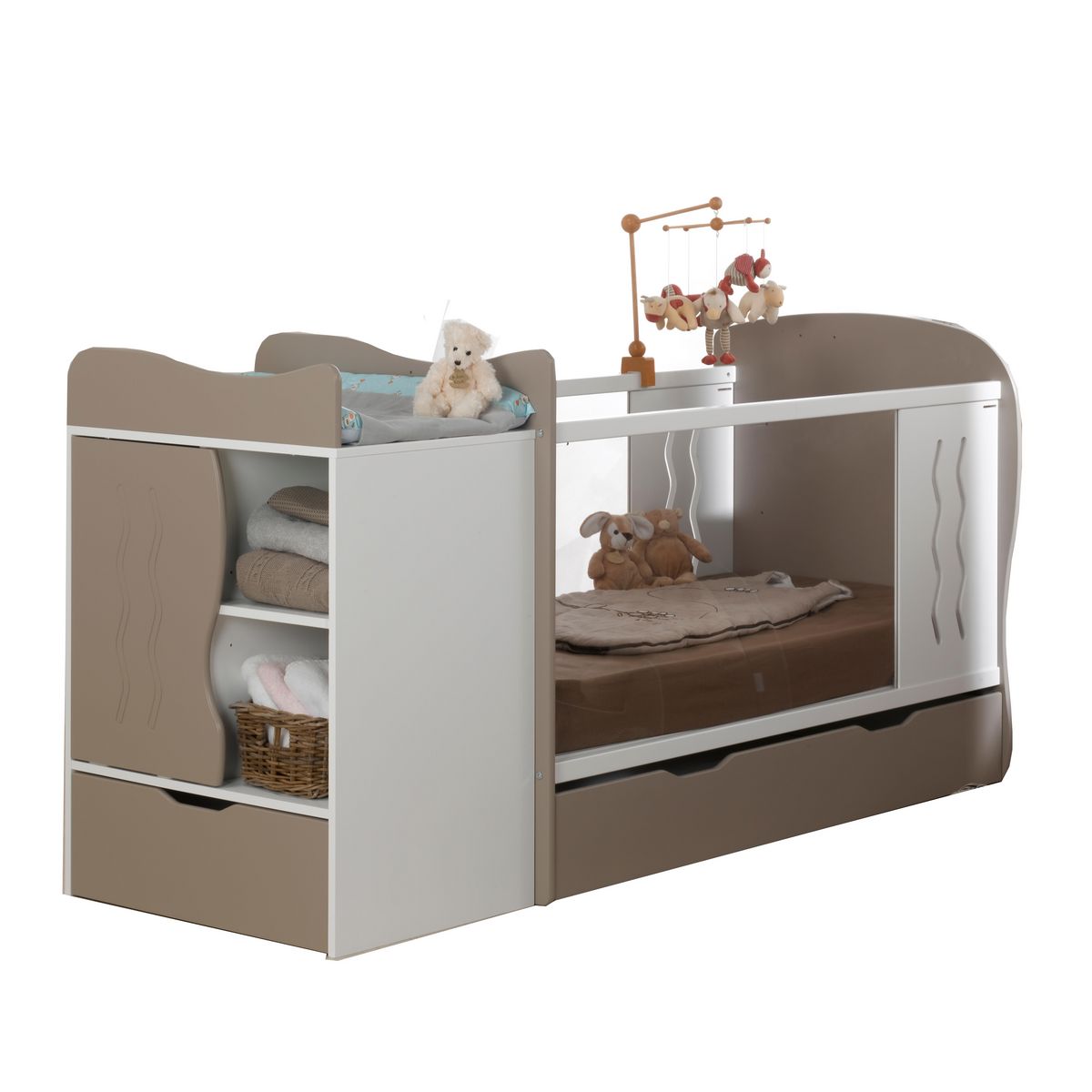 Lit bébé combiné 70x140 cm MOON évolutif 90x190 cm