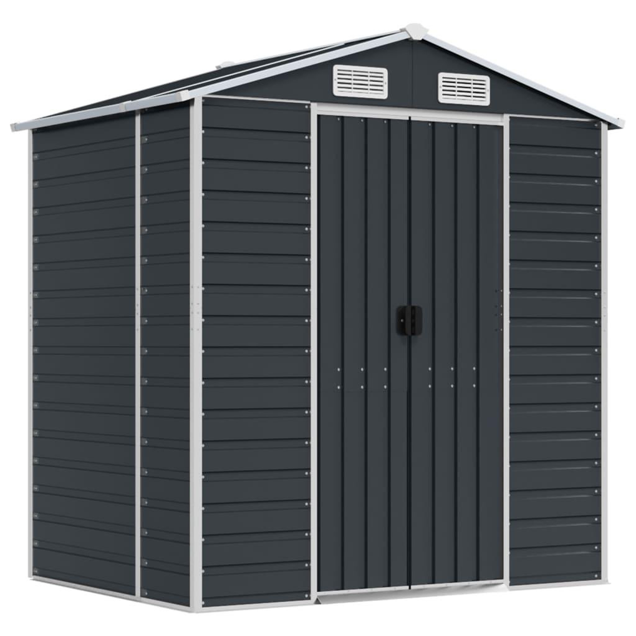Voir la diapositive 2 : VIDAXL Abri de jardin anthracite 191x130x198 cm acier galvanise