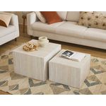 LISA DESIGN Pueblo - lot de 2 tables basses - effet travertin - 58 et 50 cm. Coloris disponibles : Beige
