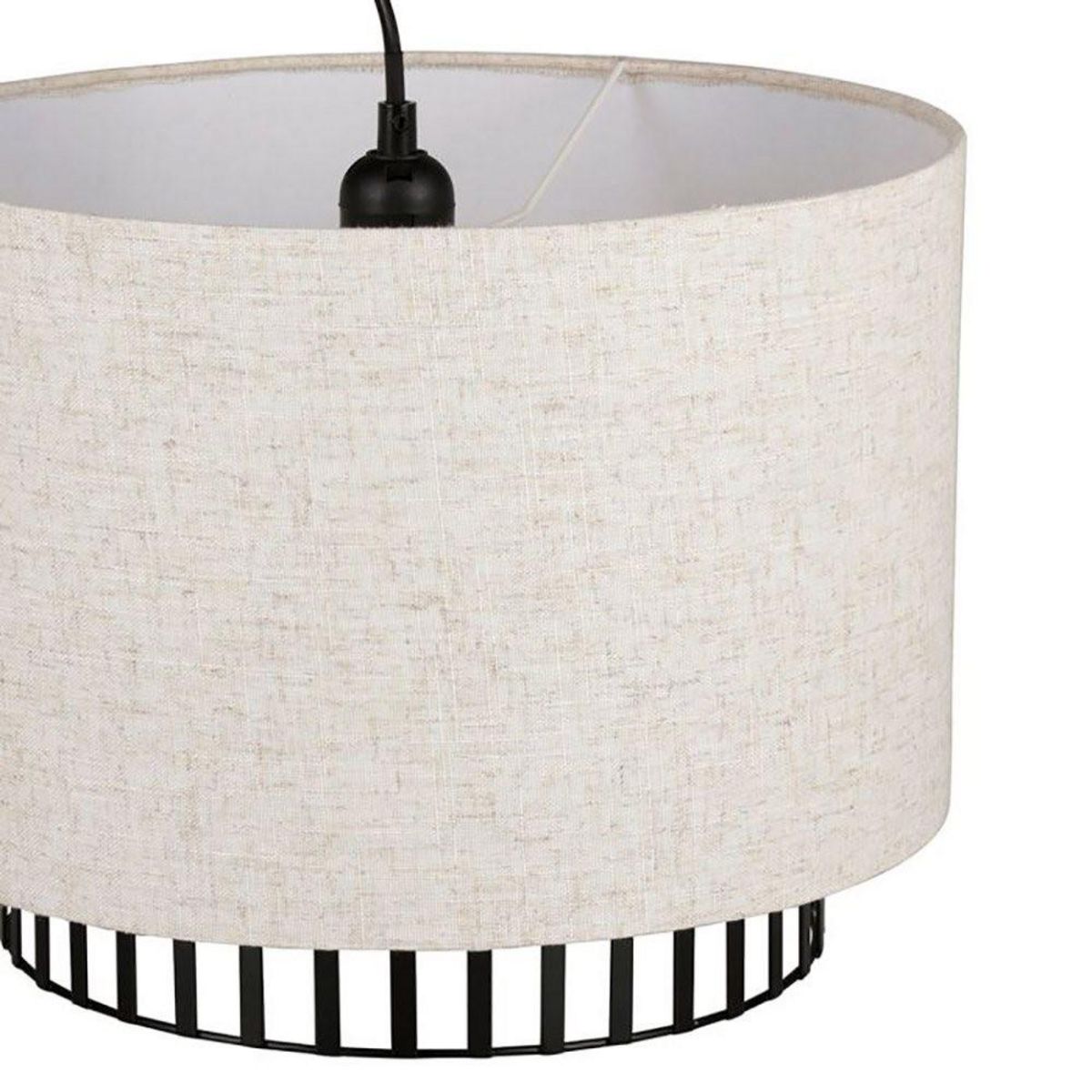 OSTARIA Suspension cylindrique métal lin Alma noire beige