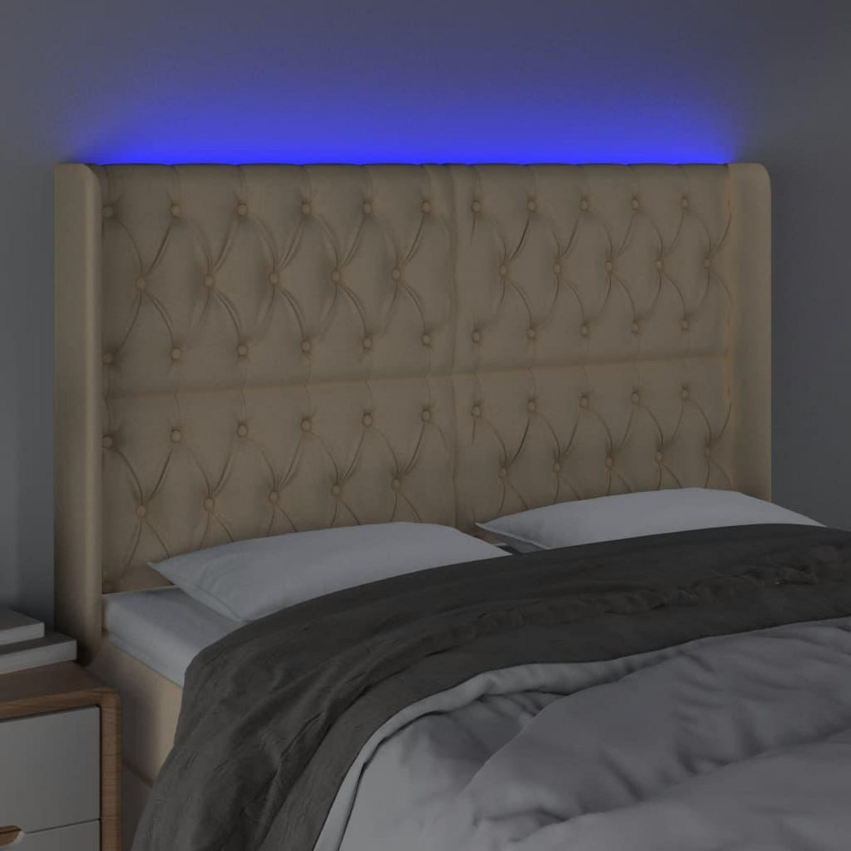 VIDAXL Tete de lit a LED Creme 163x16x118/128 cm Tissu