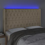 Voir la diapositive 4 : VIDAXL Tete de lit a LED Creme 163x16x118/128 cm Tissu