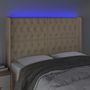 Voir la diapositive 4 : VIDAXL Tete de lit a LED Creme 163x16x118/128 cm Tissu