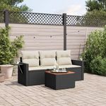 VIDAXL Salon de jardin 4 pcs avec coussins noir resine tressee
