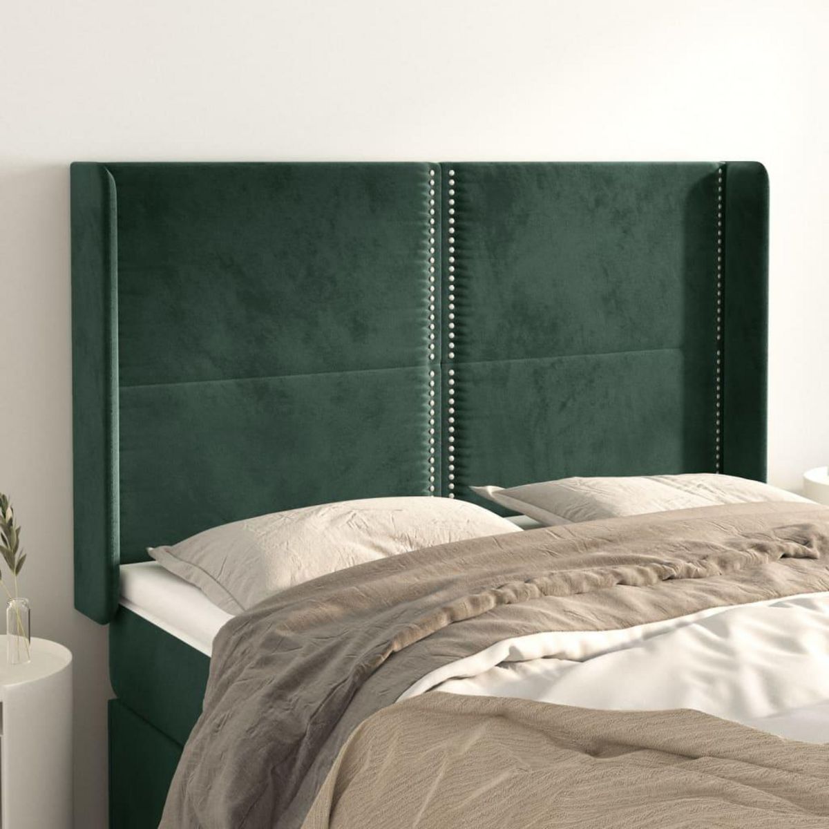 VIDAXL Tete de lit avec oreilles Vert fonce 147x16x118/128 cm Velours