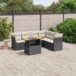 VIDAXL Salon de jardin 7 pcs avec coussins noir resine tressee