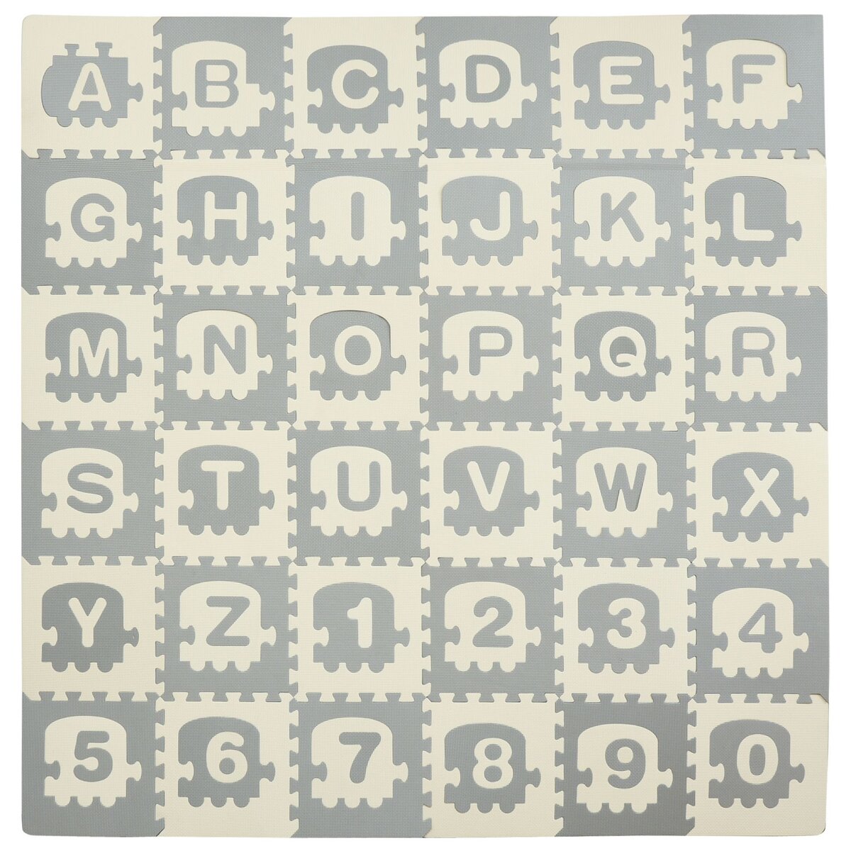 HOMCOM Tapis de sol en mousse tapis puzzle interconnectables chiffres et  lettres dim. 31L x 31l x 1H cm 36 pièces grande surface 3,24 m² gris blanc  pas cher 