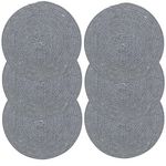 TOILINUX Lot de 6 sets de table rond en coton Alana. Coloris disponibles : Bleu, Beige, Gris