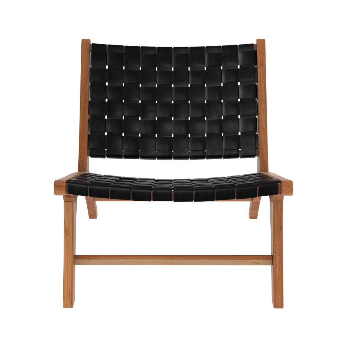 Rendez vous déco Fauteuil en teck et cuir tressé marron - Kuna