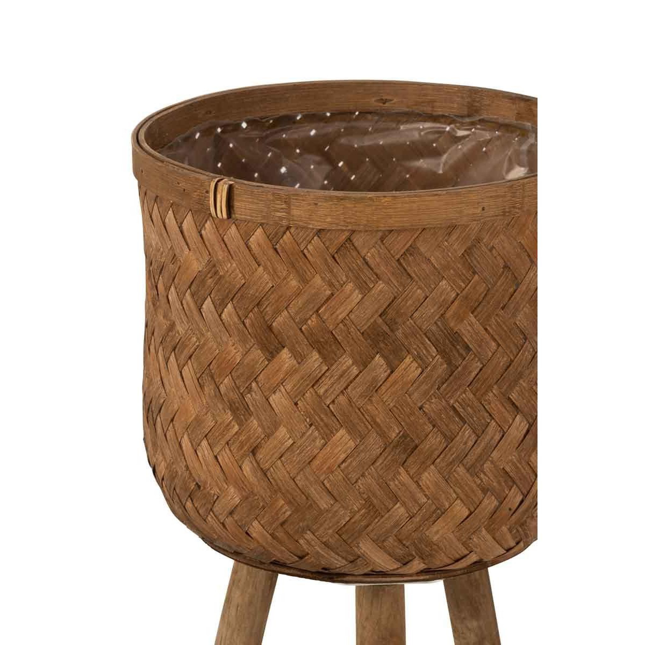 Voir la diapositive 4 : J-LINE Lot de 3 cache-pots sur pied  trépied  75cm naturel