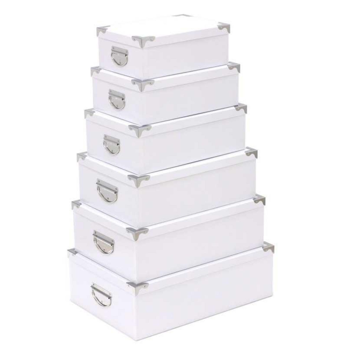  Set de 6 Boîtes de Rangement  Uni  48cm Blanc