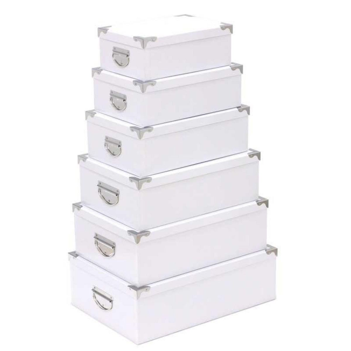  Set de 6 Boîtes de Rangement  Uni  48cm Blanc