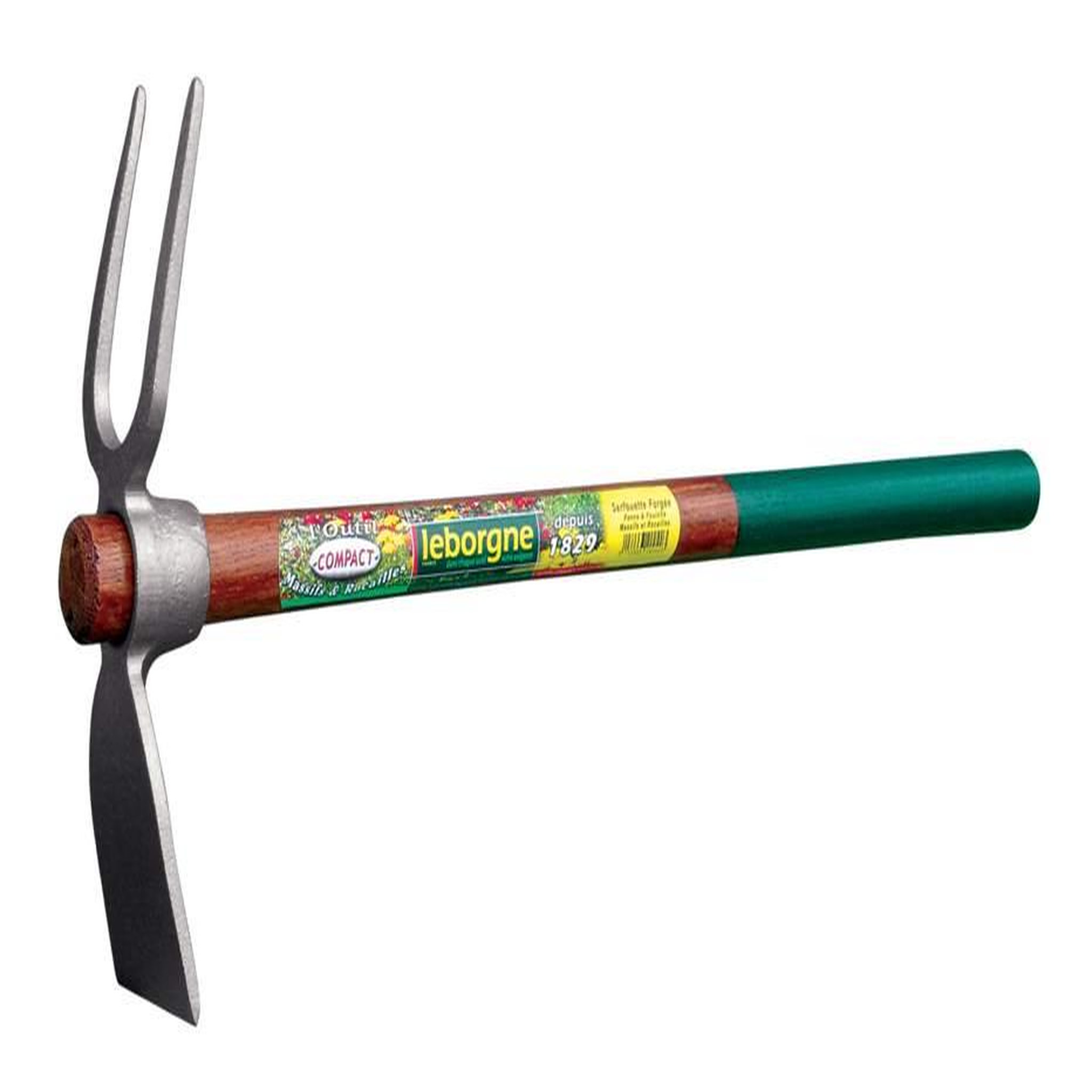 Leborgne Serfouette 22 cm panne et fourche Compact - manche bois 50 cm certifié PEFC 100%
