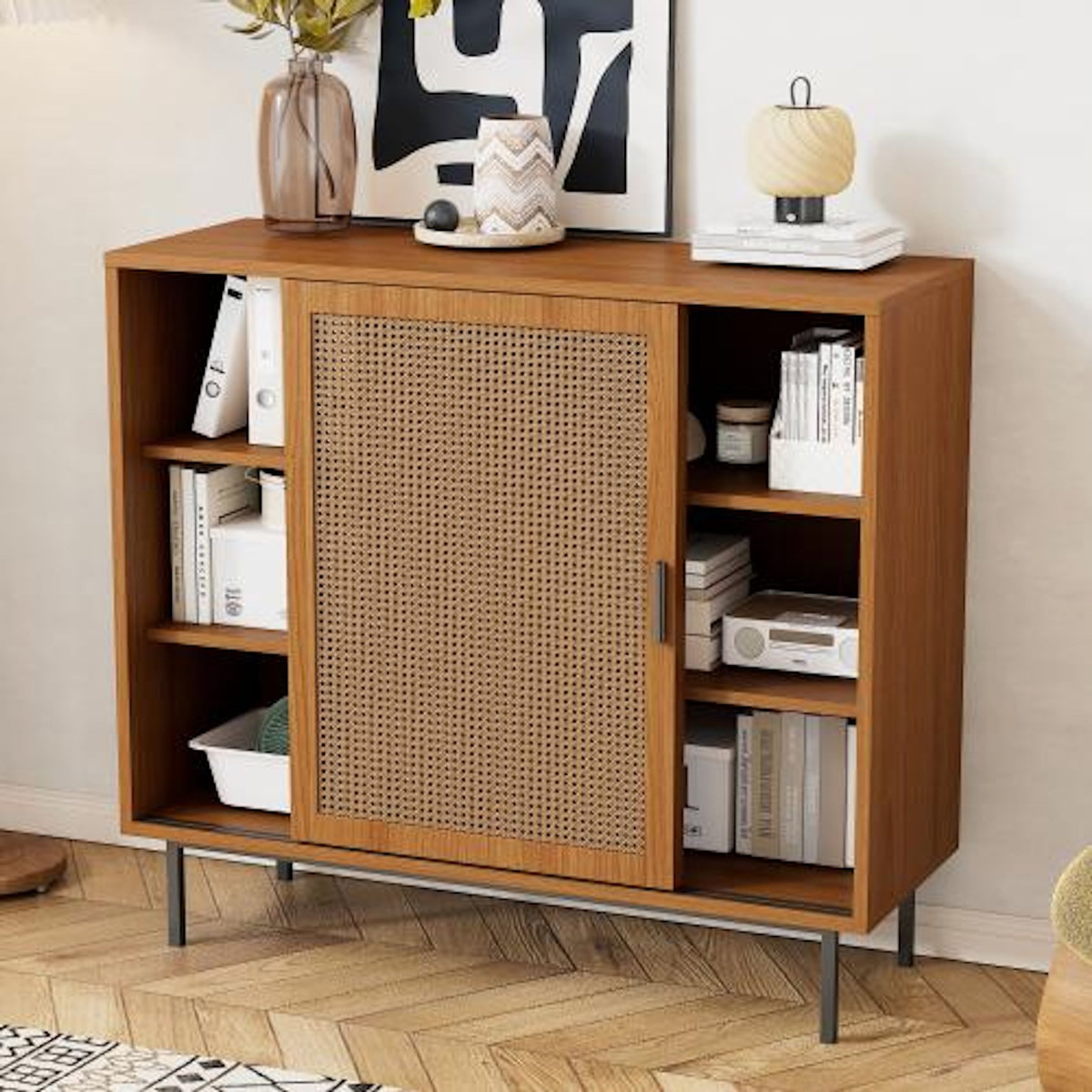 MERAX Buffet 2 porte(s) 0 tiroir(s) - 100 cm naturel panneau de particules