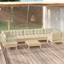 Voir la diapositive 1 : VIDAXL Salon de jardin 8 pcs avec coussins creme Bois de pin