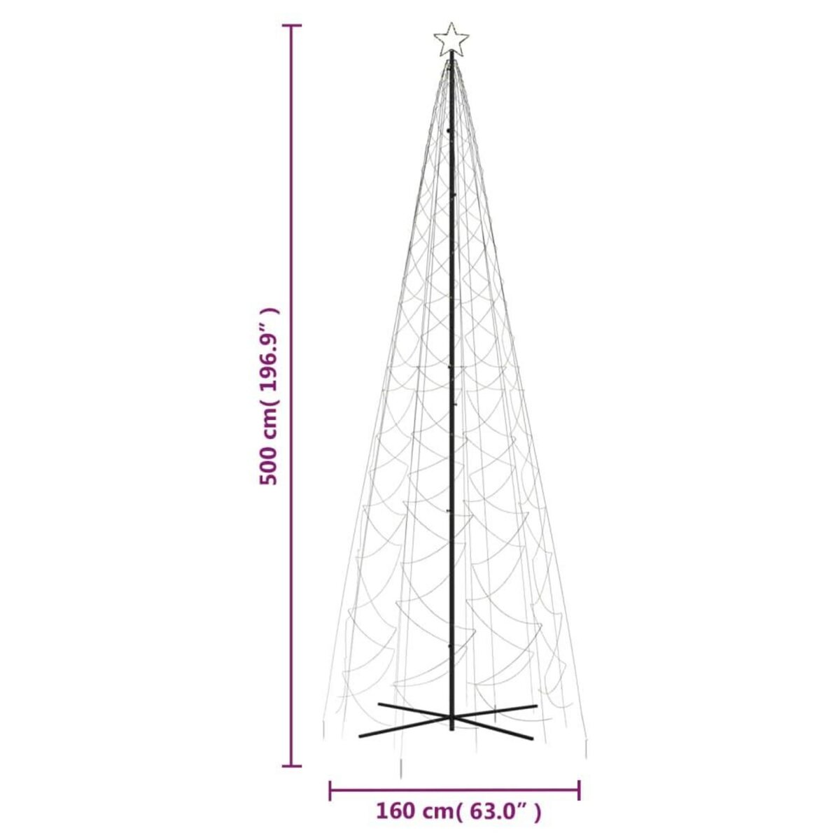 VIDAXL Arbre de Noël cone 1400 LED Blanc chaud 160x500 cm