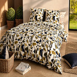 ATELIER DU COTON Parure housse de couette imprimée 100% coton 57fils KLEE. Coloris disponibles : Marron