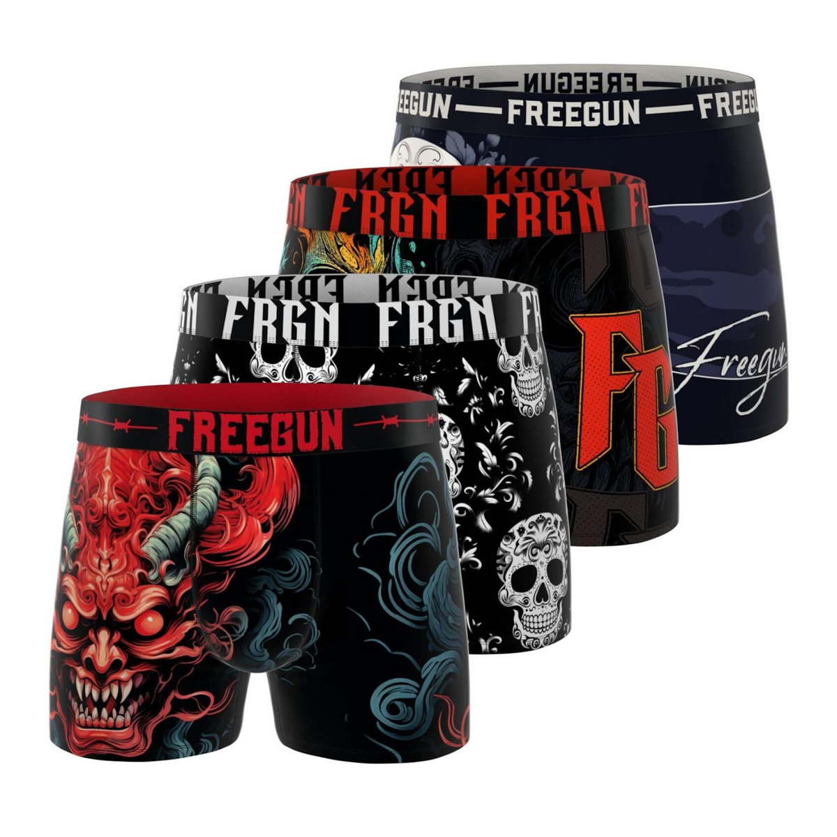 FREEGUN Lot de 4 boxers homme Heavy Rock